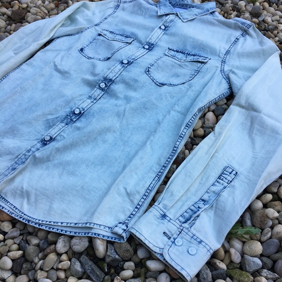 “Zip Code 1992” Bleach Dyed Denim Button-Up - Picture 2 of 7